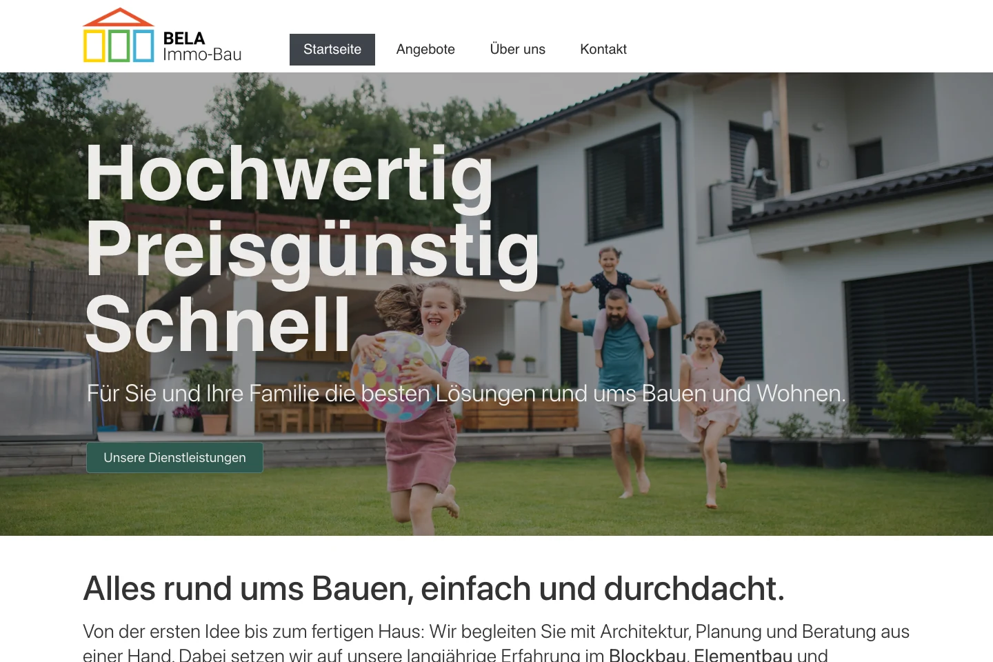 Websiteprojekt für BELA Immo-Bau GmbH