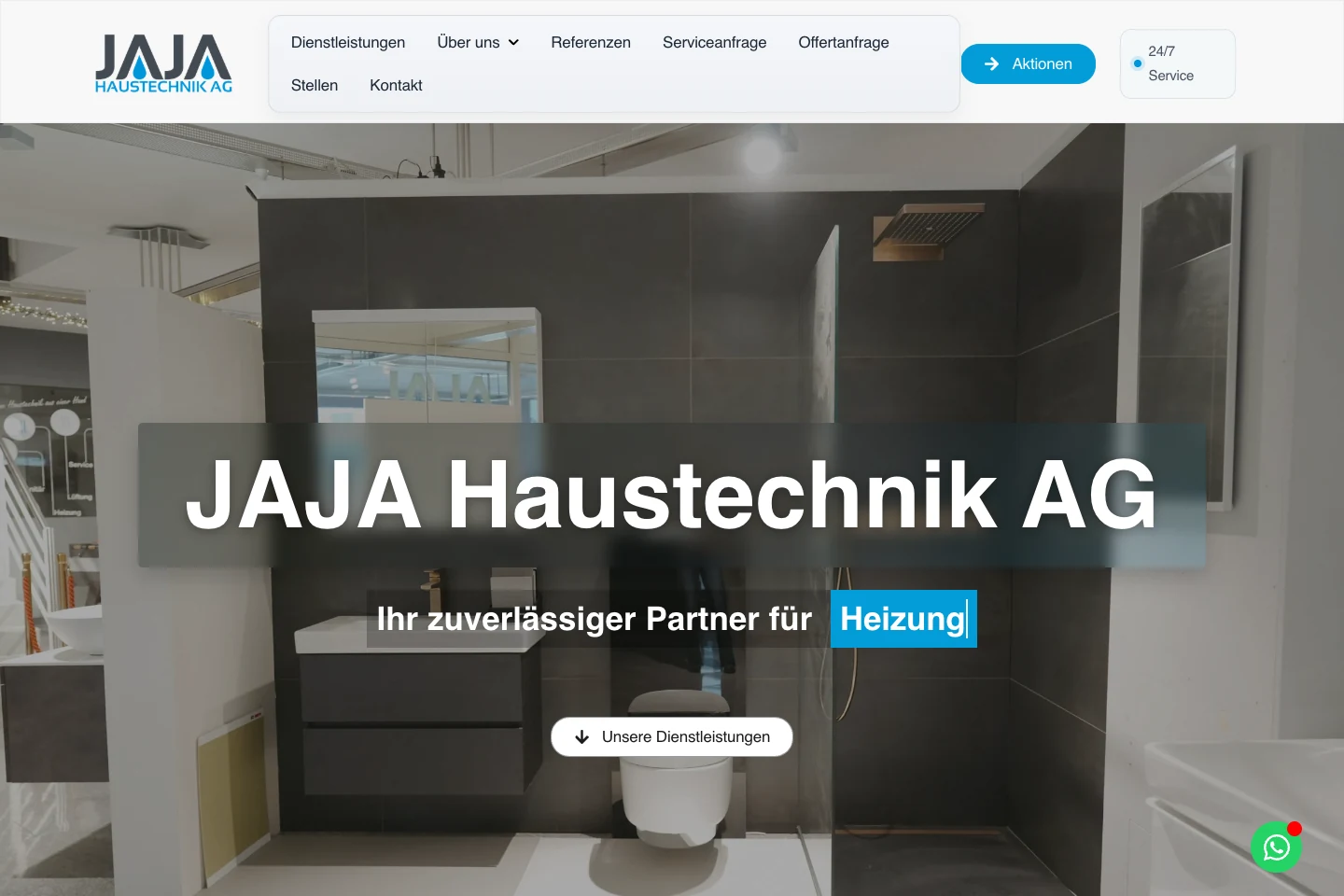 Websiteprojekt für JAJA Haustechnik AG